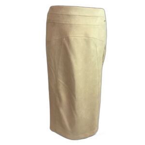Andrew Marc Cream Midi Pencil Skirt Women's Size Medium Faux Suede Pull-On